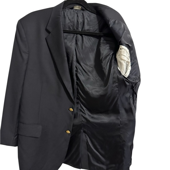 Jos. A. Bank Black Blazer Men’s W Gold Buttons Classic Preppy 100% Wool Size 42S - Picture 4 of 9